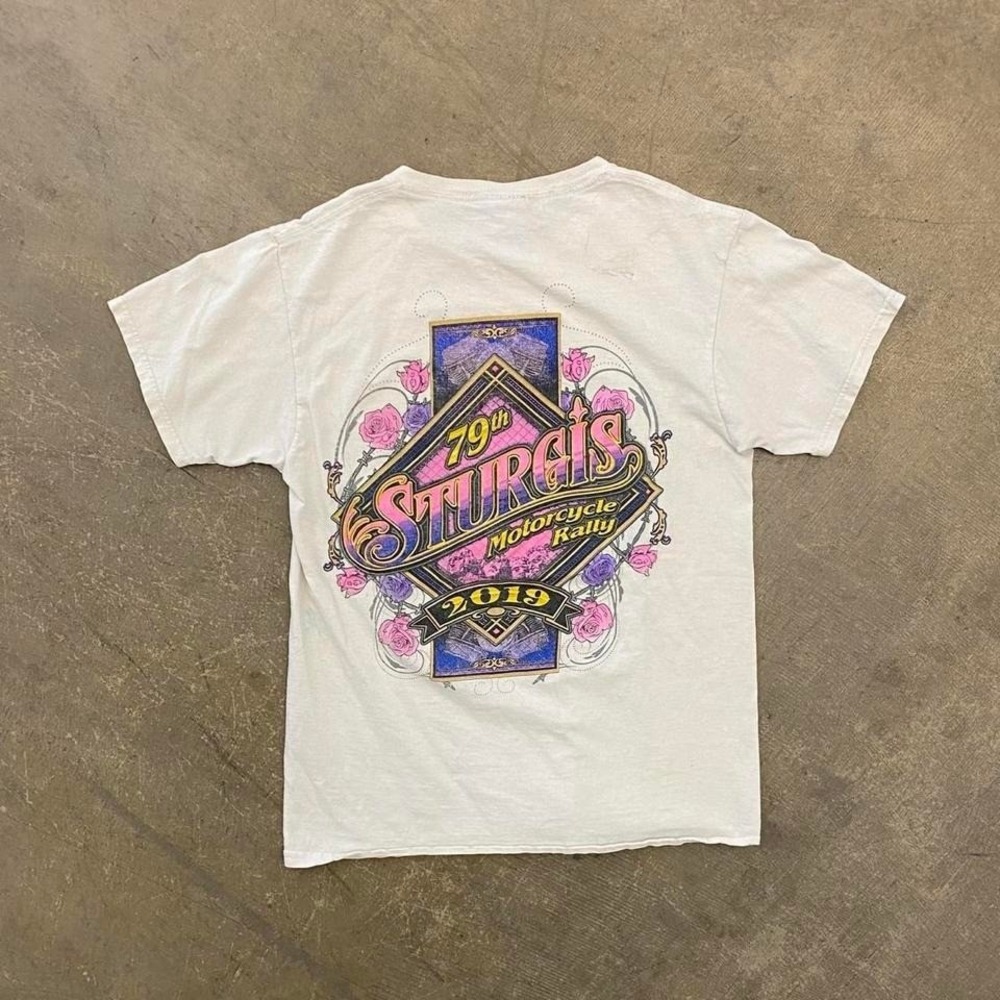 Vintage Y2K Womens Sturgis Floral Flowers Motorcycle Biker‎ T-Shirt Size Small